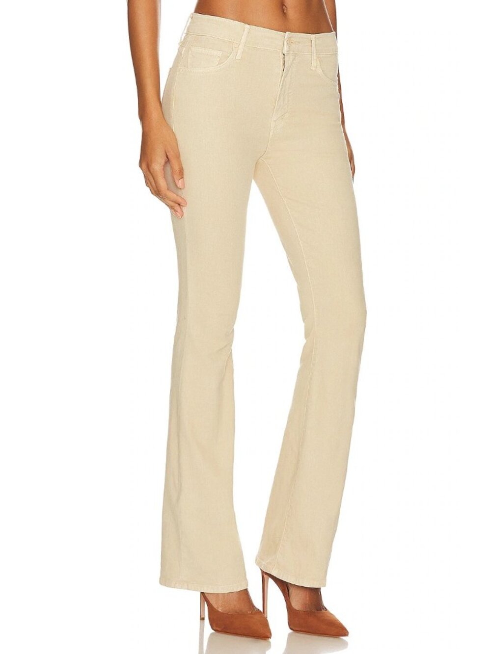 NWT Mother Weekender in Chalk It Up Marzipan Stretch Flare Jeans 26